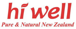 HI WELL PURE & NATURAL NEW ZEALAND logo