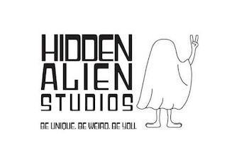 HIDDEN ALIEN STUDIOS BE UNIQUE. BE WEIRD. BE YOU. logo