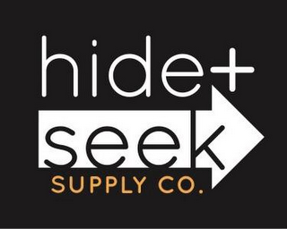 HIDE + SEEK SUPPLY CO., PLUS SIGN, ARROW logo