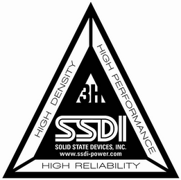 HIGH DENSITY HIGH PERFORMANCE HIGH RELIABILITY 3H SSDI SOLID STATE DEVICES, INC. AND WWW.SSDI-POWER.COM logo