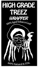 HIGH GRADE TREEZ WRAPPER 100% AGED TOBACCO LEAF 100% NATURAL & ITAL logo