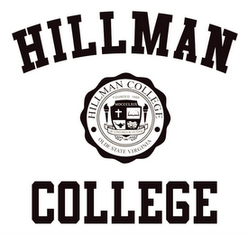 HILLMAN COLLEGE, HILLMAN COLLEGE FOUNDED 1869, MDCCCLXIX, UBI CONCORDIA IBI VICTORIA, OLDE STATE VIRGINIA logo