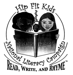 HIP FIT KIDS NATIONAL LITERACY CAMPAIGN READ, WRITE, AND RHYME "MUSIC & YOUTH PARTNERSHIP" logo
