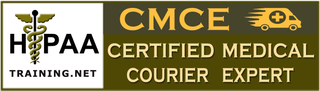 HIPAA TRAINING.NET CMCE CERTIFIED MEDICAL COURIER EXPERT logo