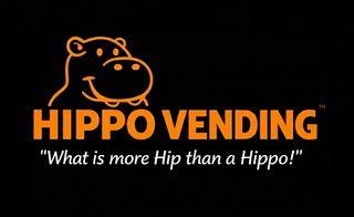 HIPPO VENDING "WHAT IS MORE HIP THAN A HIPPO!" logo