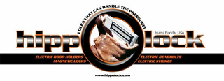 HIPPOLOCK LOCKS THAT CAN HANDLE THE PRESSURE! MIAMI FLORIDA, USA ELECTRIC DOOR HOLDERS ELECTRIC DEADBOLTS MAGNETIC LOCKS ELECTRIC STRIKES WWW.HIPPOLOCK.COM logo