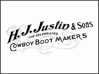 H.J. JUSTIN & SONS THE CELEBRATED COWBOY BOOT MAKERS logo