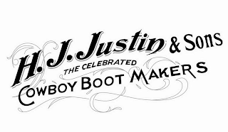 H.J. JUSTIN & SONS THE CELEBRATED COWBOY BOOT MAKERS logo