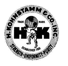 H.K. H. KOHNSTAMM & CO. INC. STRENGTH-UNIFORMITY-PURITY ESTABLISHED 1851 logo