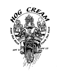 HOG CREAM RIDE THE BEST PORK THE REST SPF 15 logo