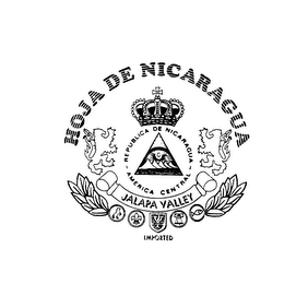 HOJA DE NICARAGUA REPUBLICA DE NICARAGUA AMERICA CENTRAL JALAPA VALLEY IMPORTED logo