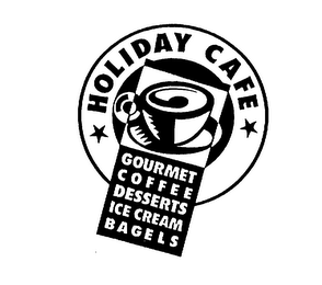 HOLIDAY CAFE GOURMET COFFEE DESSERTS ICE CREAM BAGELS logo