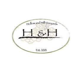 HOLLOW AND HILL VINEYARDS H & H EST. 2001 logo