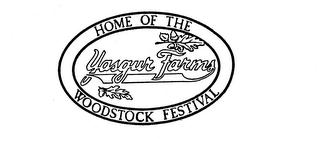 HOME OF THE WOODSTOCK FESTIVAL YASGUR FARMS logo