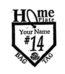 HOME PLATE YOUR NAME #14 PRO SOFTBALL SHOP BAG TAG 901-377-4930 logo