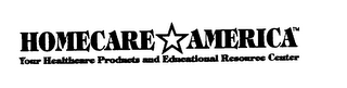 HOMECARE AMERICA YOUR HEALTHCARE PRODUCTS AND EDUCATIONAL RESOURCE CENTER logo