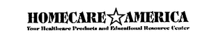 HOMECARE AMERICA YOUR HEALTHCARE PRODUCTS AND EDUCATIONAL RESOURCE CENTER logo