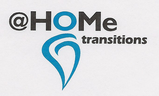 @HOMEE TRANSITIONS, WITH THE FIRST O FORMING THE HEAD OF A TEARDROP-SHAPED PERSON logo