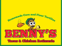 HOMEMADE CORN AND FLOUR TORTILLAS BENNY'S TACOS AND CHICKEN ROTISSERIE logo
