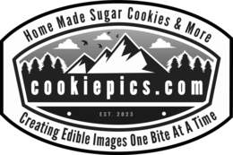 HOMEMADE SUGAR COOKIES & MORE COOKIEPICS.COM EST. 2023 CREATING EDIBLE IMAGES ONE BITE AT A TIME logo