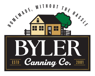 HOMEMADE, WITHOUT THE HASSLE BYLER ESTD CANNING CO. 2001 logo