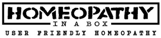 HOMEOPATHY IN A BOX USER FRIENDLY HOMEOPATHY logo