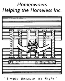 HOMEOWNERS HELPING THE HOMELESS INC. HHH "SIMPLY BECAUSE IT'S RIGHT" logo
