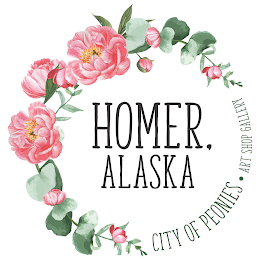 HOMER, ALASKA CITY OF PEONIES ART SHOP GALLERY logo