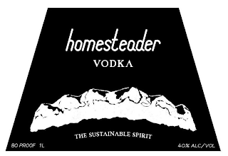 HOMESTEADER VODKA THE SUSTAINABLE SPIRIT 80 PROOF 1L 40%ALC/ VOL logo
