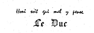 HONI SOIT QUI MAL Y PENSE LE DUC logo