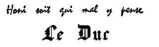 HONI SOIT QUI MAL Y PENSE LE DUC logo