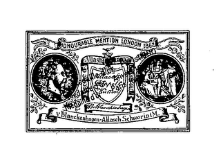HONOURABLE MENTION LONDON 1862 V. BLANCK ENHAGEN-ALLASCH SCHWERINIM logo