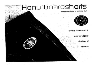 HONU BOARDSHORTS MARAAMU STOCK ET MAKETE SURF QUALITE SURFWEAR U.S.A. POUR LES VAGUES DES ISLES ET DES RECIFS logo