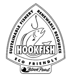 HOOKFISH SUSTAINABLE FISHERY RENEWABLE RESOURCE ECO FRIENDLY BLACK PEARL logo
