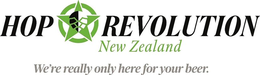 HOP REVOLUTION NEW ZEALAND WE'RE REALLY ONLY HERE FOR YOUR BEER. logo