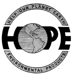 HOPE HELP OUR PLANET EARTH ENVIRONMENTAL PRODUCTS logo