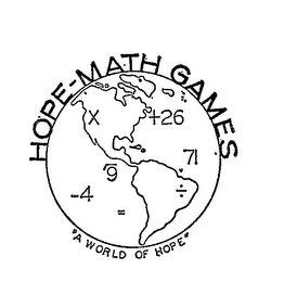 HOPE-MATH GAMES "A WORLD OF HOPE" logo