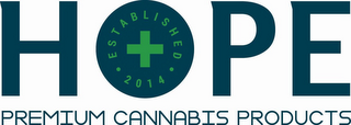 HOPE PREMIUM CANNABIS PRODUCTS ESTABLISHED 2014 logo