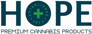 HOPE PREMIUM CANNABIS PRODUCTS ESTABLISHED 2014 logo