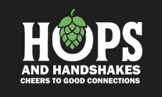 HOPS AND HANDSHAKES CHEERS TO GOOD CONNECTIONS logo