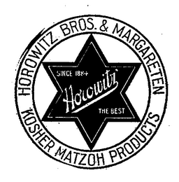 HOROWITZ THE BEST SINCE 1884 HOROWITZ BROS. & MARGARETEN KOSHER MATZOH PRODUCTS logo