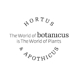 HORTUS & APOTHICUS THE WORLD OF BOTANICUS IS THE WORLD OF PLANTS logo