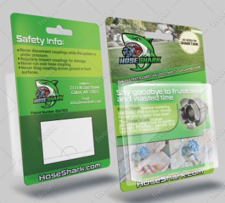 HOSESHARK PATENT NUMBER: 8567823 ADDRESS: 2111 N 2ND STREET CABOT, AR 72023 EMAIL: INFO@HOSESHARK.COM HOSESHARK SAY GOODBYE TO FRUSTRATION AND WASTED TIME. HOSE SHARK MAKES WATERING, WASHING, AND OUTDOOR CHORES FASTER AND EASIER THAN EVER! THE HOSE SHARK MAKES ATTACHING YOUR HOSE TO OUTDOOR FAUCETS EFFORTLESS, SECURE, AND LEAK-FREE IN SECONDS! THE FASTEST EASIEST WAY TO CONNECT YOUR GARDEN HOSE! SAFETY INFO: NEVER DISCONNECT COUPLINGS WHILE THE SYSTEM IS UNDER PRESSURE. REGULARLY INSPECT COUPLINGS FOR DAMAGE. NEVER RUN OVER HOSE COUPLING. NEVER DRAG COUPLING ACROSS GROUND OR HARD SURFACES. AS SEEN ON SHARKTANK logo