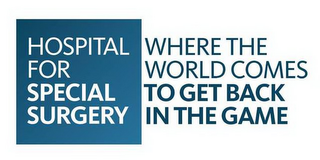 HOSPITAL FOR SPECIAL SURGERY WHERE THE WORLD COMES TO GET BACK IN THE GAME logo