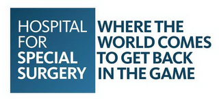 HOSPITAL FOR SPECIAL SURGERY WHERE THE WORLD COMES TO GET BACK IN THE GAME logo