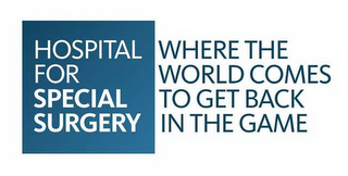 HOSPITAL FOR SPECIAL SURGERY WHERE THE WORLD COMES TO GET BACK IN THE GAME logo