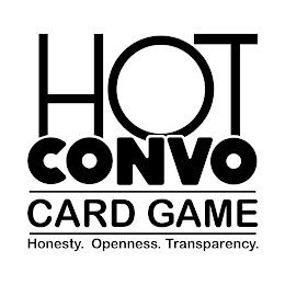 HOT CONVO CARD GAME HONESTY. OPENNESS. TRANSPARENCY logo