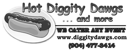 HOT DIGGITY DAWGS AND MORE WE CATER ANY EVENT WWW.DIGGITYDAWGS.COM (904) 477-3414 logo
