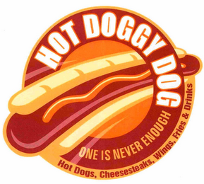 HOT DOGGY DOG ONE IS NEVER ENOUGH logo
