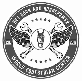 HOT RODS AND HORSEPOWER EST. 2019 WORLDEQUESTRIAN CENTER logo